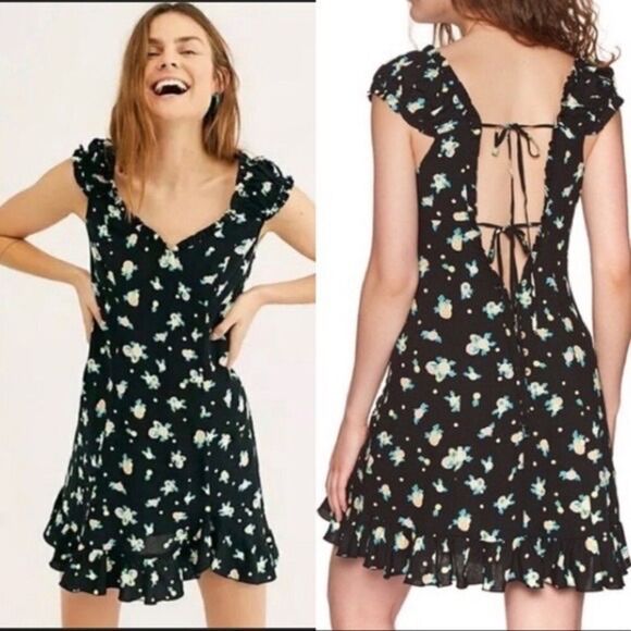 Free People Like A Lady Orange Slice Ruffle Mini Dress - Picture 1 of 5